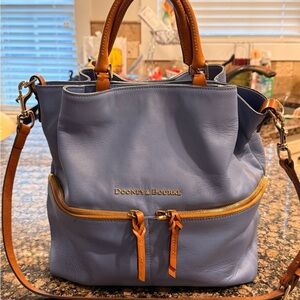 Dooney & Bourke Lavender Leather Shoulder Bag with Tan Trim
